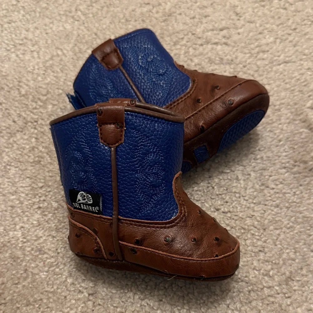 Baby Buckers Dbl Barrel Blue and Brown Boots - Size 1 - Picture 2 of 9